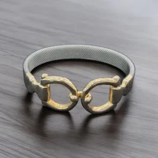 Pulsera eslabones dorados y malla plateada