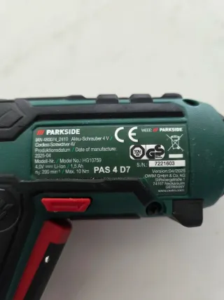 Destornillador Eléctrico Parkside 4V