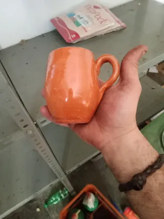 Vaso jarra de barro naranja