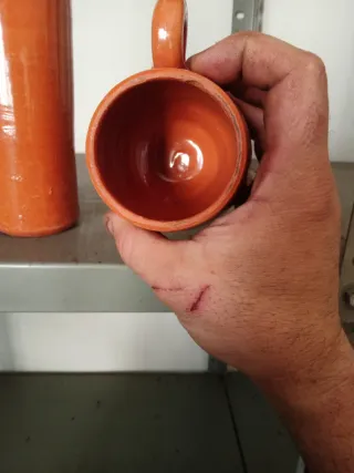 Vaso jarra de barro naranja