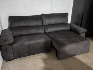 Sofá de tela gris oscuro 250x110