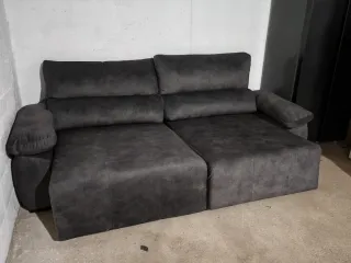 Sofá de tela gris oscuro 250x110