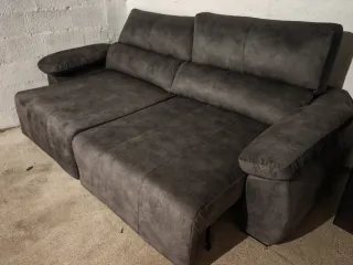 Sofá de tela gris oscuro 250x110
