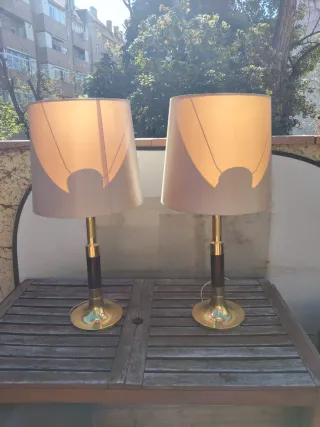 Lámparas Art Decó Doradas y Madera Maciza años 40
