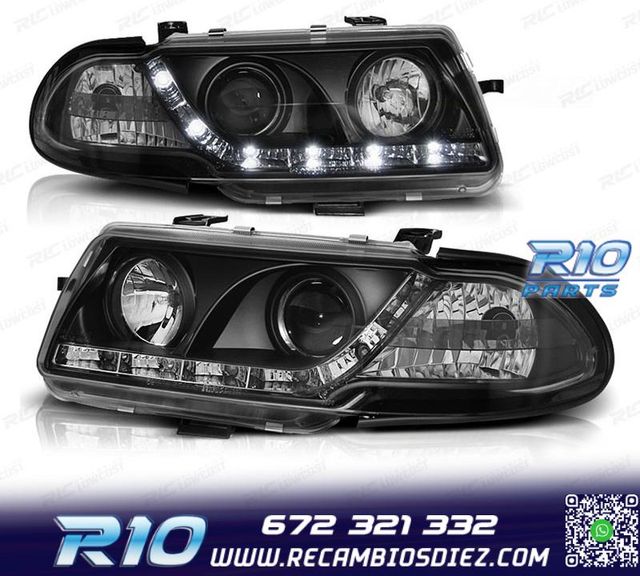 FAROS OPEL ASTRA F 91-94 LUZ DIURNA LED FONDO NEGRO