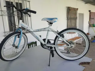 Bicicleta infantil blanca y azul