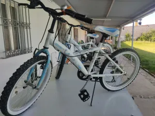 Bicicleta infantil blanca y azul