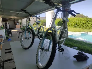 Bicicleta infantil blanca y azul