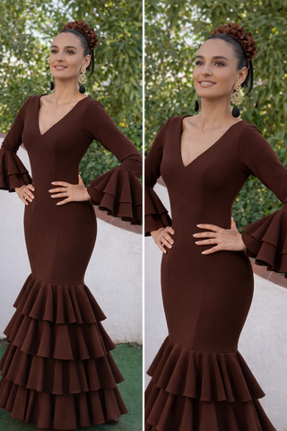 Abito Flamenco Cioccolato con Volant