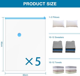 - Diboniur Bolsas Vacio Ropa, 5 Piezas 80 x 60 c