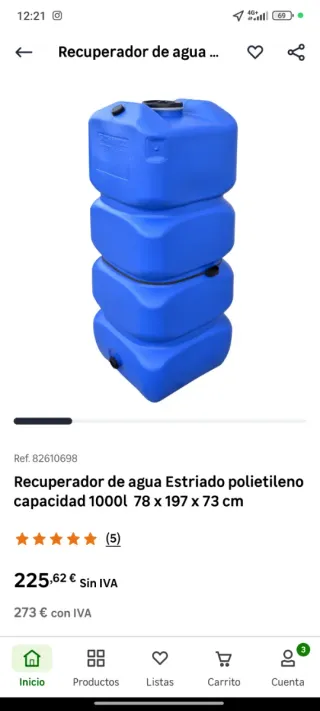 Depósito agua 1000 litros