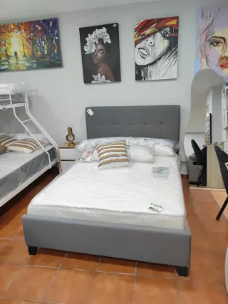 Cama Matrimonio Gris Tela
