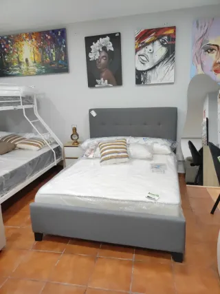 Cama Matrimonio Gris Tela