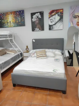 Cama Matrimonio Gris Tela
