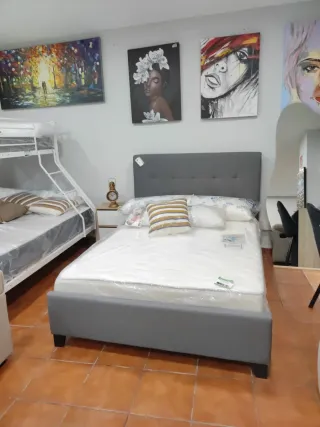 Cama Matrimonio Gris Tela
