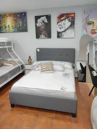 Cama Matrimonio Gris Tela