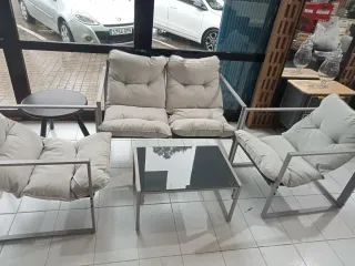 Conjunto Muebles Jardín Beige y Gris