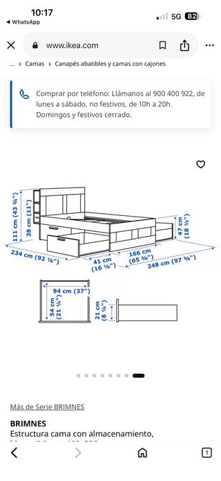 Estructura cama con cajones y somier
