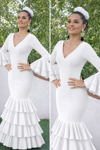 Abito flamenco bianco con volants