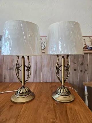 Coppia di Lampade Arpa Dorate