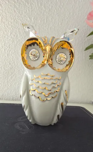 Gufo in porcellana italiana Capodimonte con cristalli Swarovski