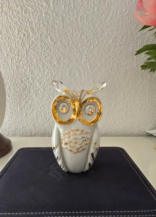 Gufo in porcellana italiana Capodimonte con cristalli Swarovski