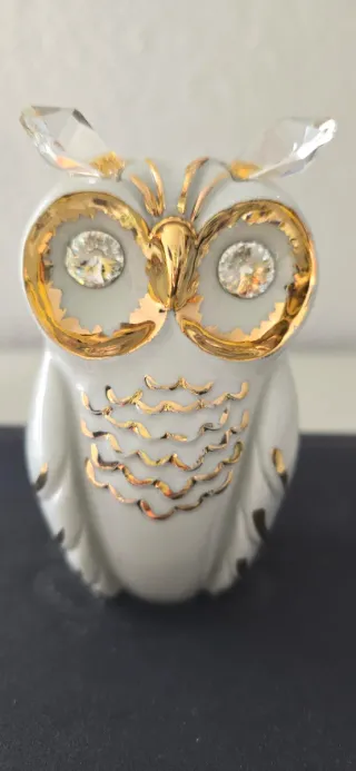 Gufo in porcellana italiana Capodimonte con cristalli Swarovski