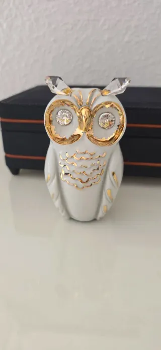 Gufo in porcellana italiana Capodimonte con cristalli Swarovski