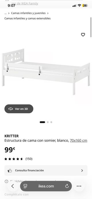Cama infantil blanca IKEA