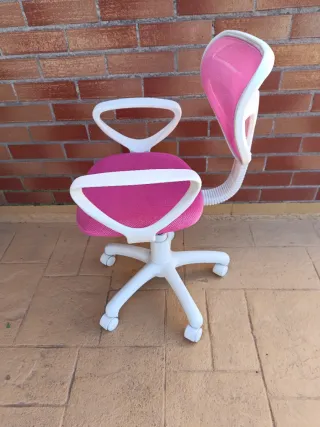Silla de escritorio infantil rosa y blanca