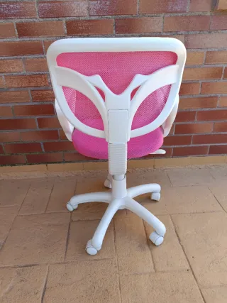 Silla de escritorio infantil rosa y blanca