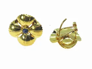 Pendientes Flor Oro 18k & Zafiro