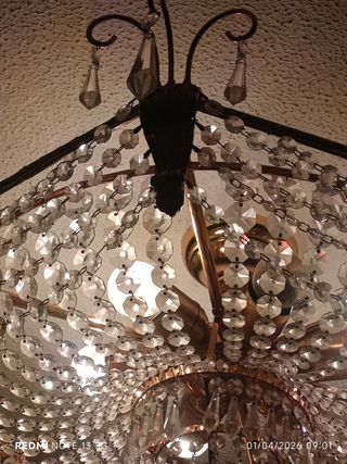 Lámpara de techo cristal y metal