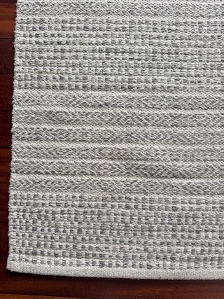 Alfombra Algodón Rayas Zigzag Gris Azul