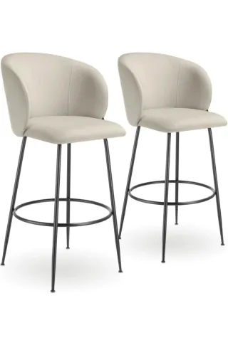 2 Taburetes Altos Beige y Negro