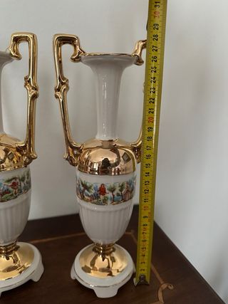 Coppia vasi anforette dorate stile anni '50