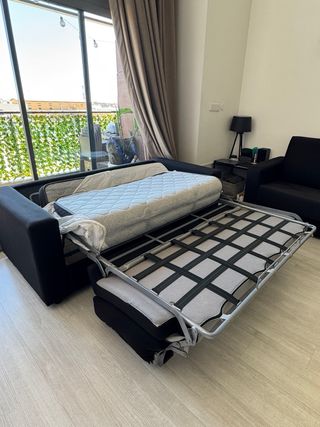 Sofá Cama Italiano Negro Tela