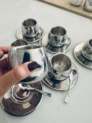 6 tazzine cucchiaini piattini zuccher lattiera AMC