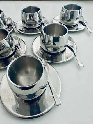 6 tazzine cucchiaini piattini zuccher lattiera AMC