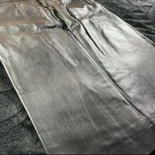 Leather Skirt Falda Larga de Cuero Negro Vintage