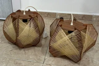 Lámparas rústicas de bambú y madera