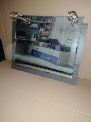 Espejo de baño madera y espejo