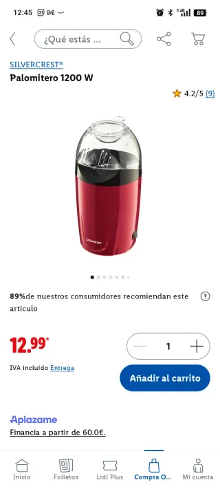Máquina Palomitas SilverCrest Roja