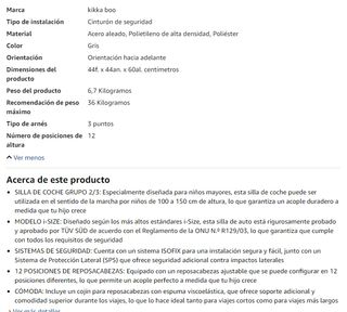 KikkaBoo Silla Coche Grupo 2-3 ISOFIX (15-36 kg)