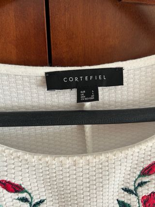 Vestido Cortefiel bordado floral blanco T.L