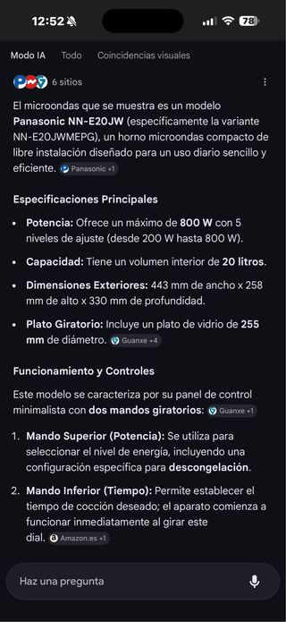 Microonde Panasonic Bianco