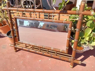 Espejo madera bambú biselado metal