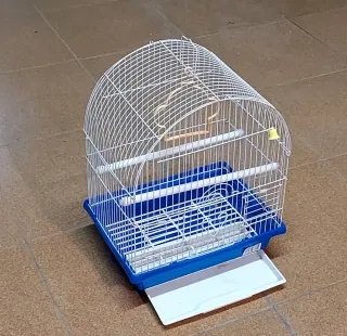 Gabbia per uccelli completa con vassoio estraibile.