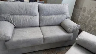 Sofá 3+2 plazas tela gris/beige