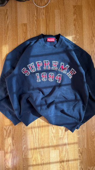 Supreme Sudadera Plaid Arc Crewneck Navy de segunda mano por 290